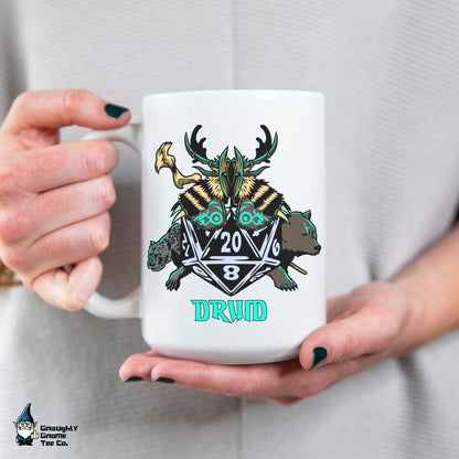 DnD DRUID Mug - 15oz D20 Class Style - Choose from White or Black