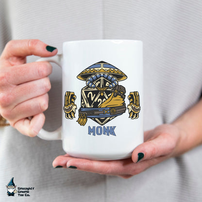 DnD MONK Mug - 15oz D20 Class Style - Choose from White or Black