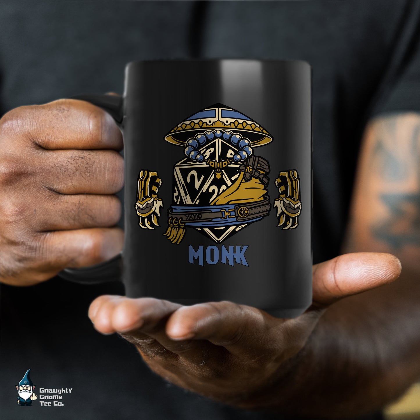 DnD MONK Mug - 15oz D20 Class Style - Choose from White or Black