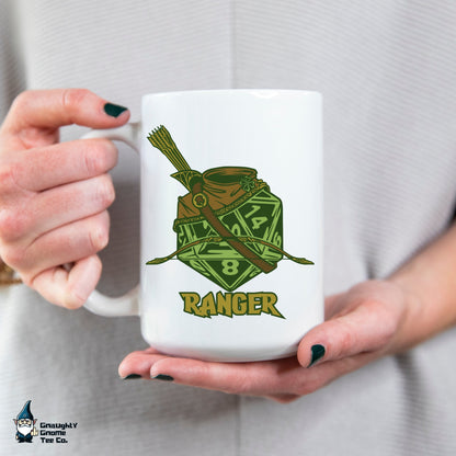 DnD RANGER Mug - 15oz D20 Class Style - Choose from White or Black