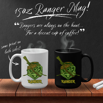 DnD RANGER Mug - 15oz D20 Class Style - Choose from White or Black
