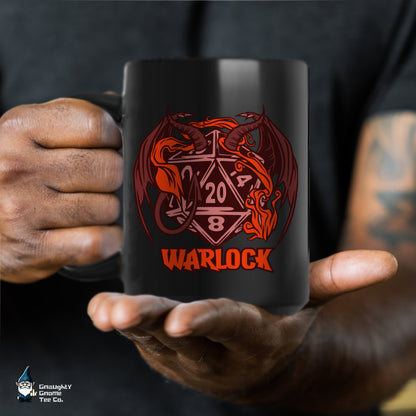 DnD WARLOCK Mug - 15oz D20 Class Style - Choose from White or Black