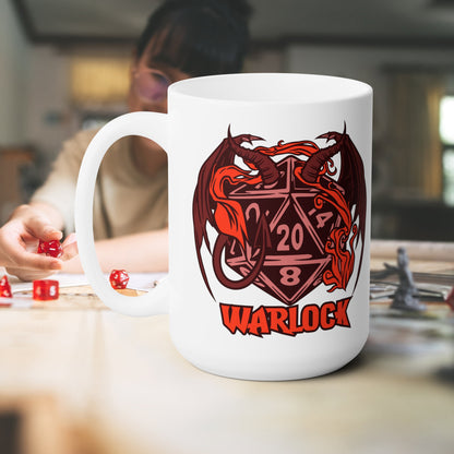 DnD WARLOCK Mug - 15oz D20 Class Style - Choose from White or Black