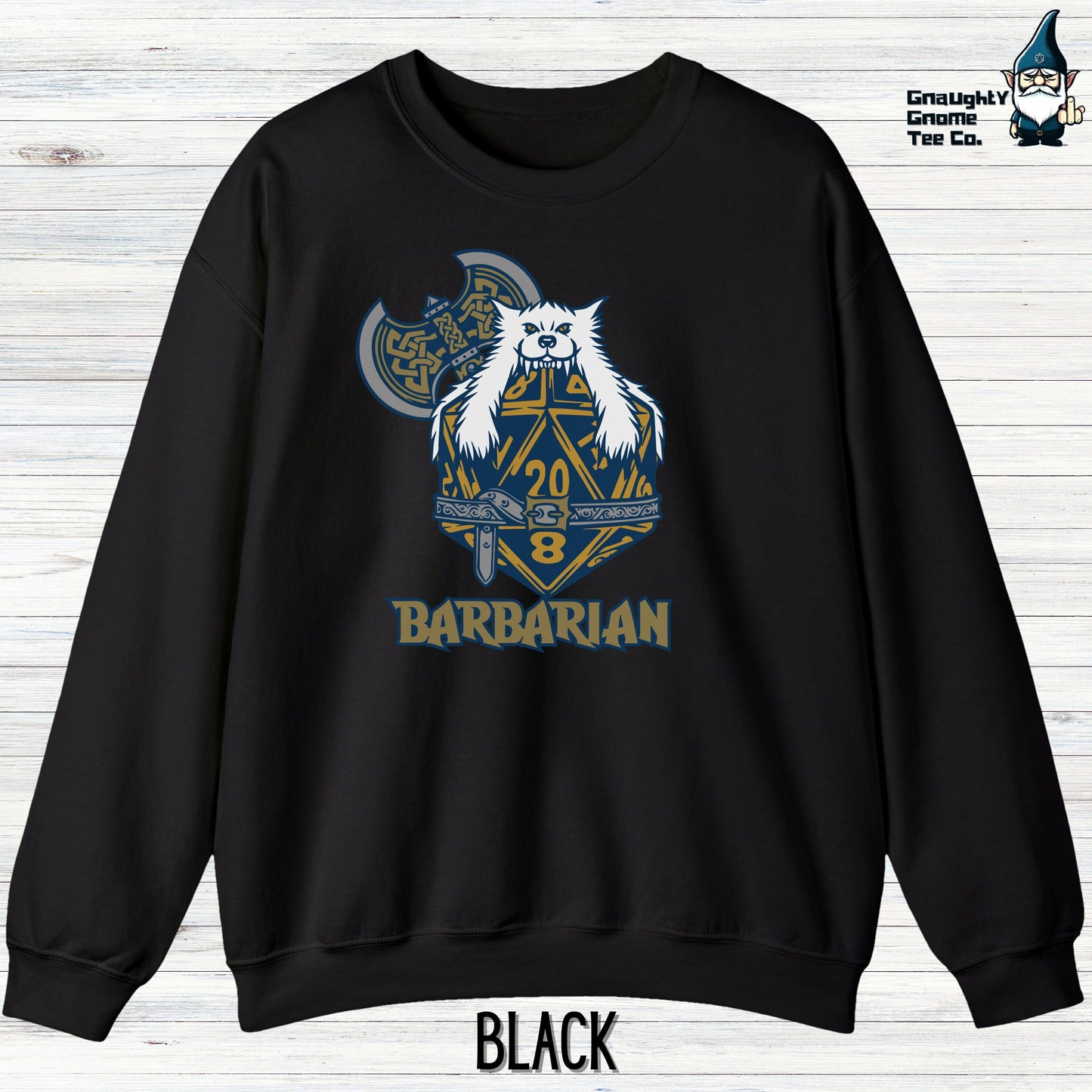 DnD BARBARIAN Sweatshirt - D20 Class Style - Available in 12 Colors