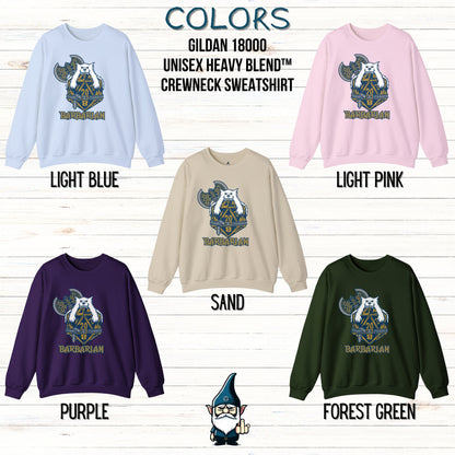 DnD BARBARIAN Sweatshirt - D20 Class Style - Available in 12 Colors